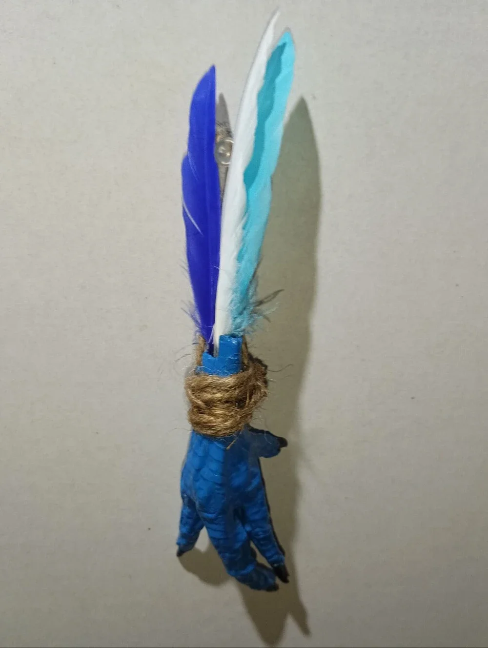 Blue Chicken Foot Amulet | Handcrafted Folk Art Talisman | Feather Curio